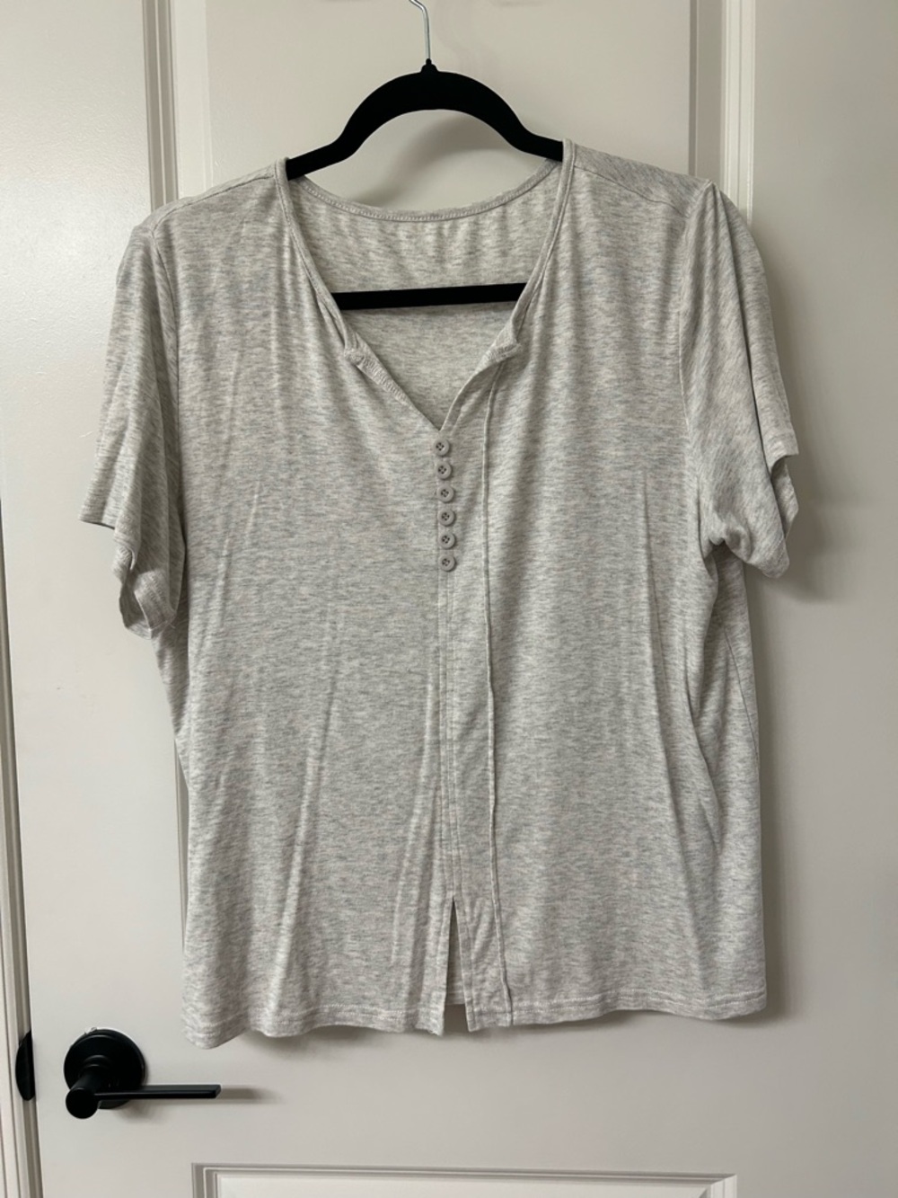 Light Gray Short Sleeve Henley Top